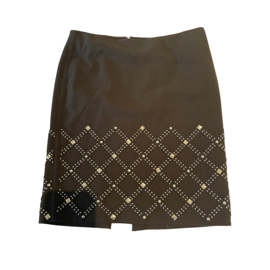 White House Black Market Size 6 Pencil Skirt - Black w/ Silver Studs