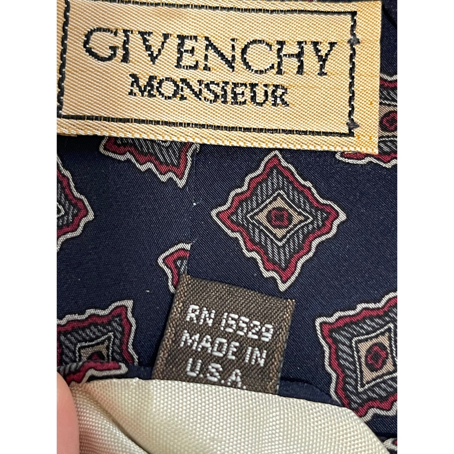 Vintage Givenchy Monsieur 100% Italian Silk Necktie Men's Tie Retro