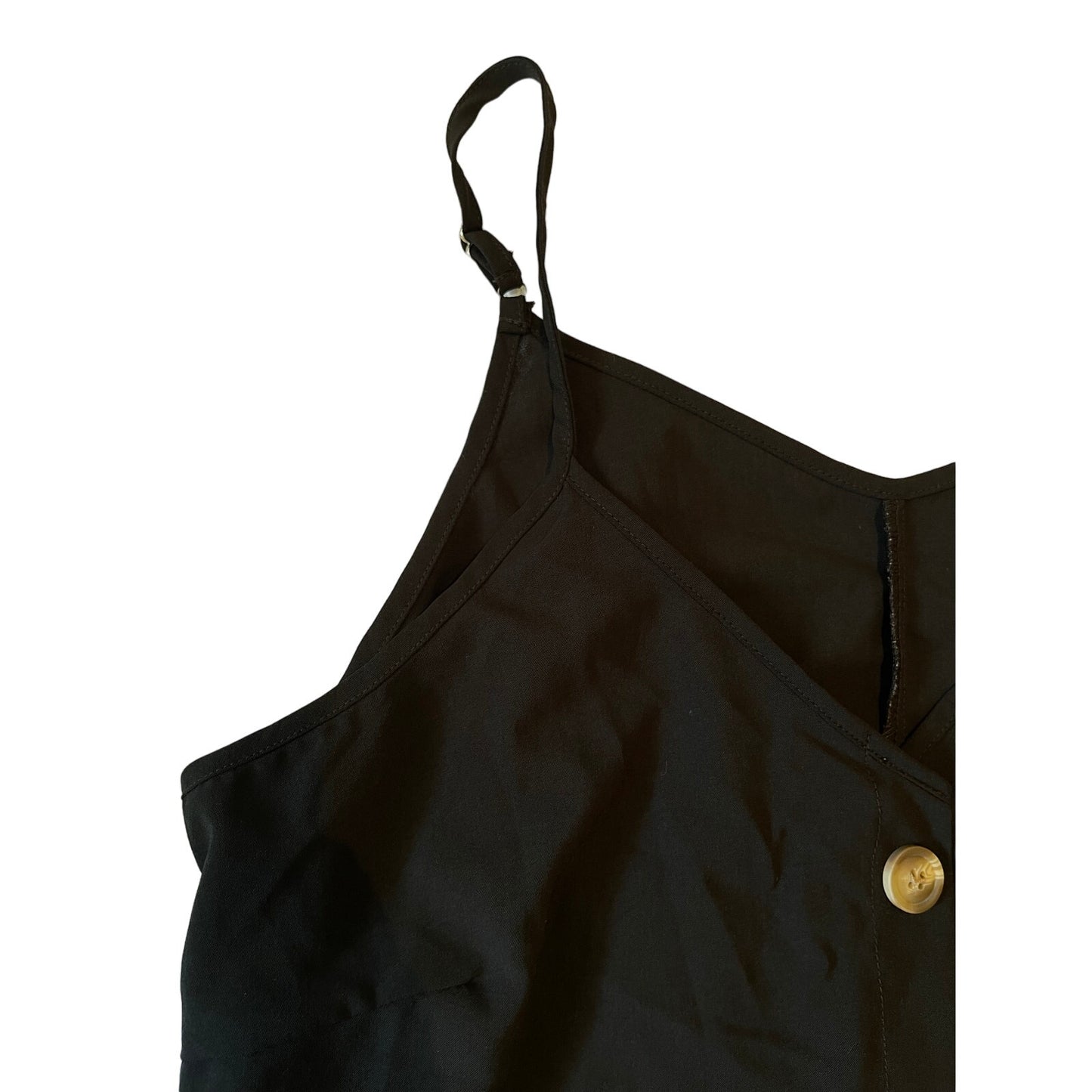 Unbranded Size Medium / Large Black Tank Blouse w/ Brown Buttons