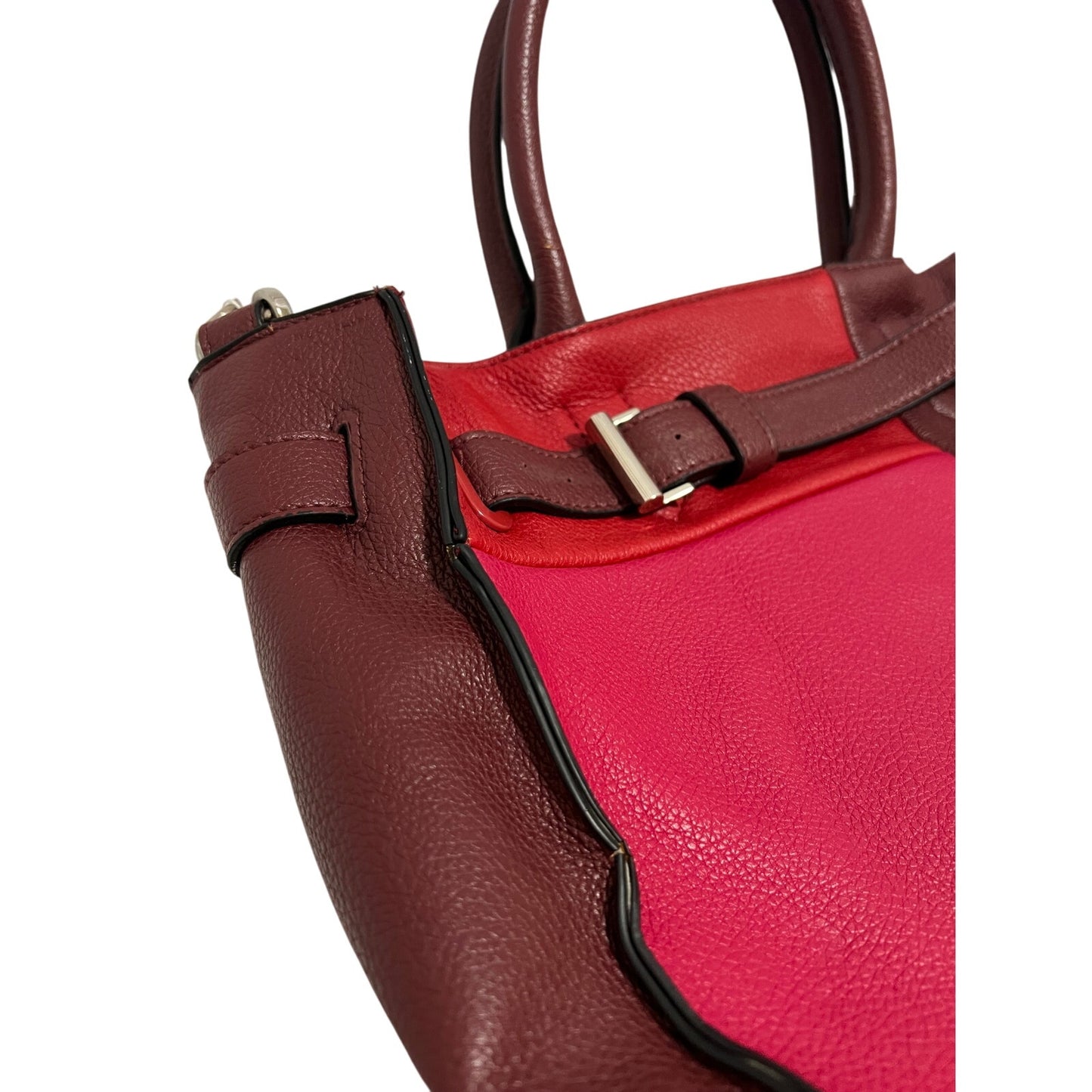 Reed Leather Purse - Red and Burgundy - Top Handle