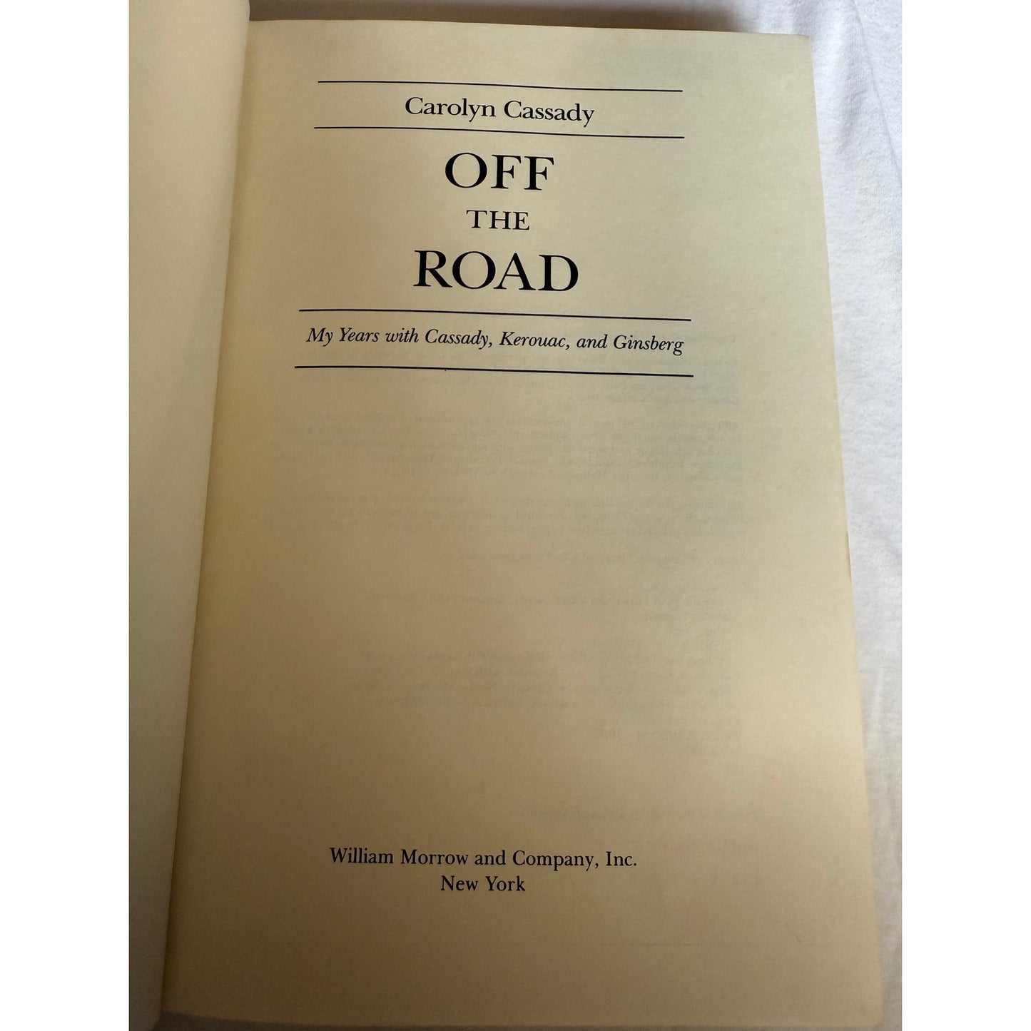 Off The Road - Carolyn Cassady - Kerouac - 1st US Edition - 1990 - Hardcover