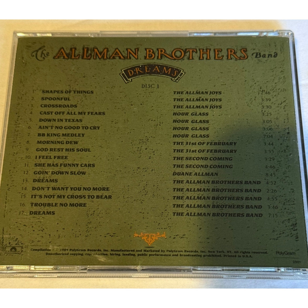 The Allman Brothers Band Dreams CD Bundle, Disc 1, 3 & 4