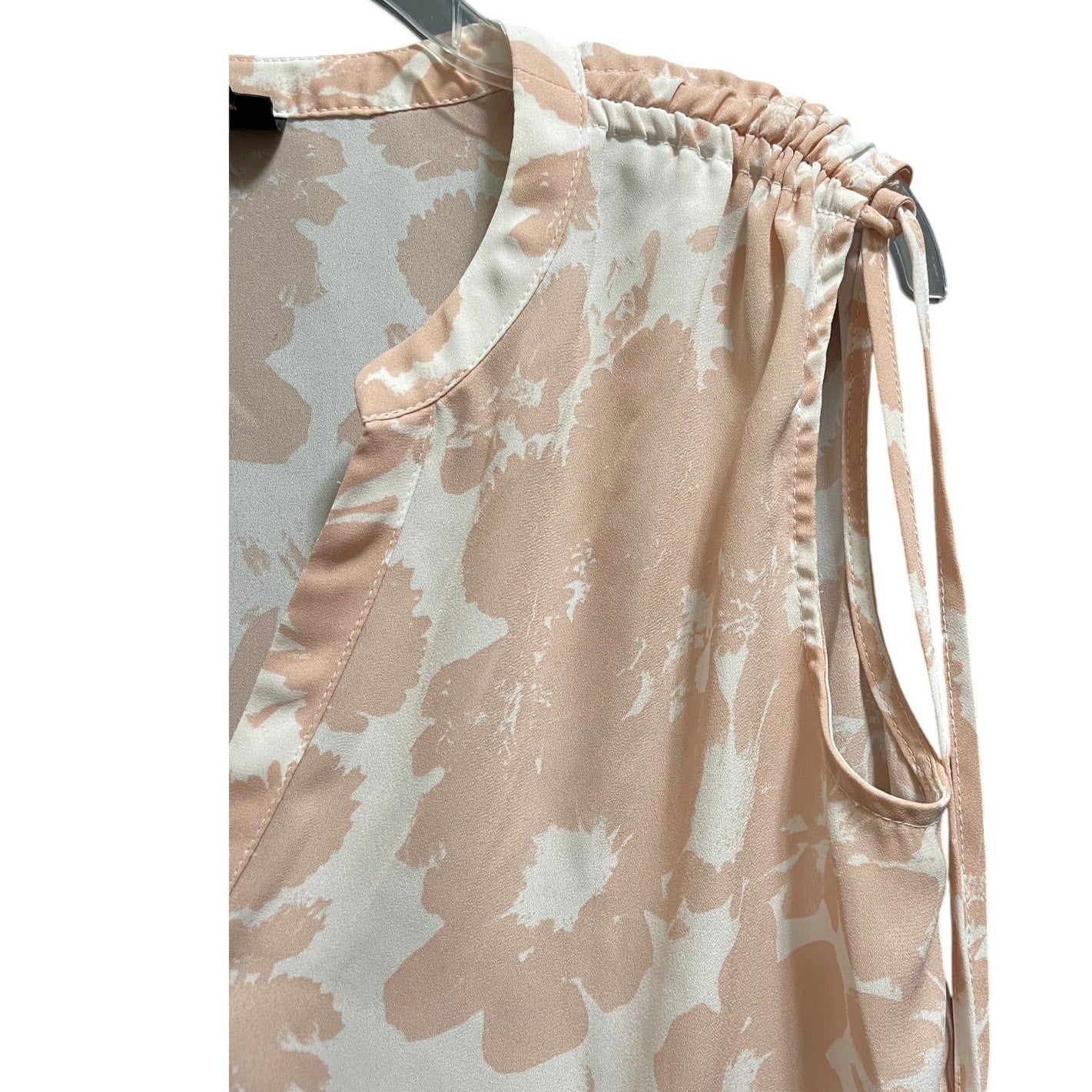Worthington Petite White & Pink Floral Blouse Button Front - Medium