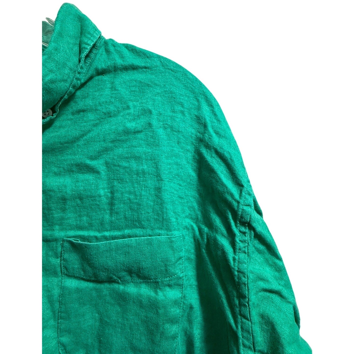 Felix 100% Linen Kelly Green Button Up Blouse - Size XXL