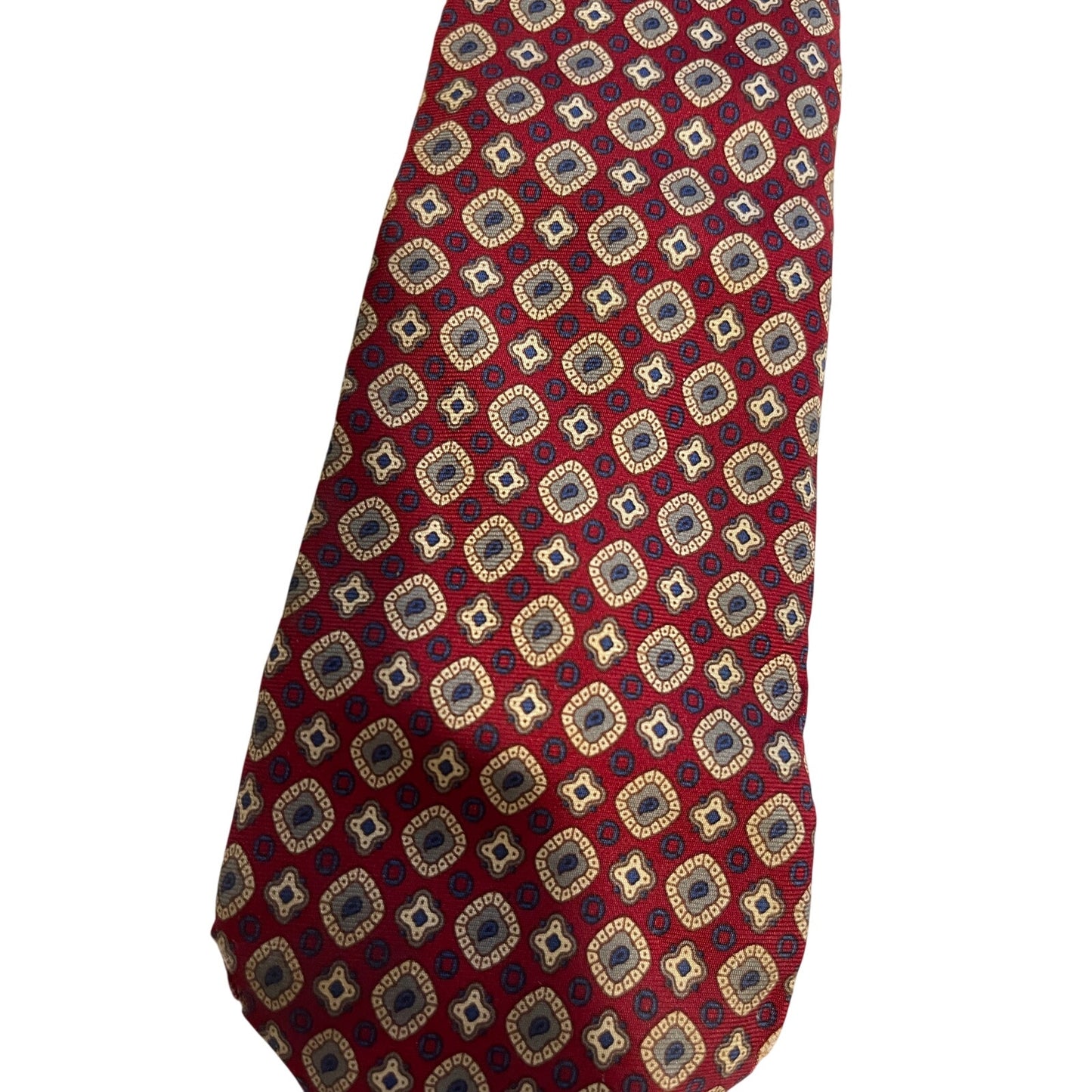 Vintage Liberty of London 100% Silk Red Blue Circle Patterned Necktie Men's Tie