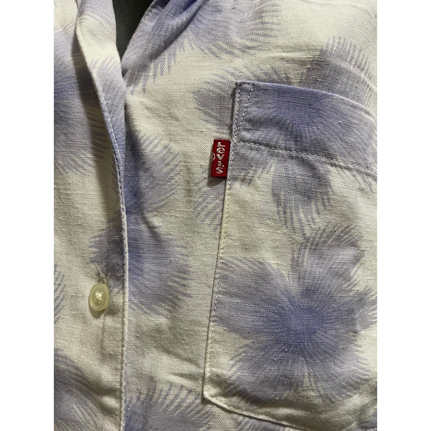 Levi's White & Purple Floral Shirt - Cropped Button Up - Size Large