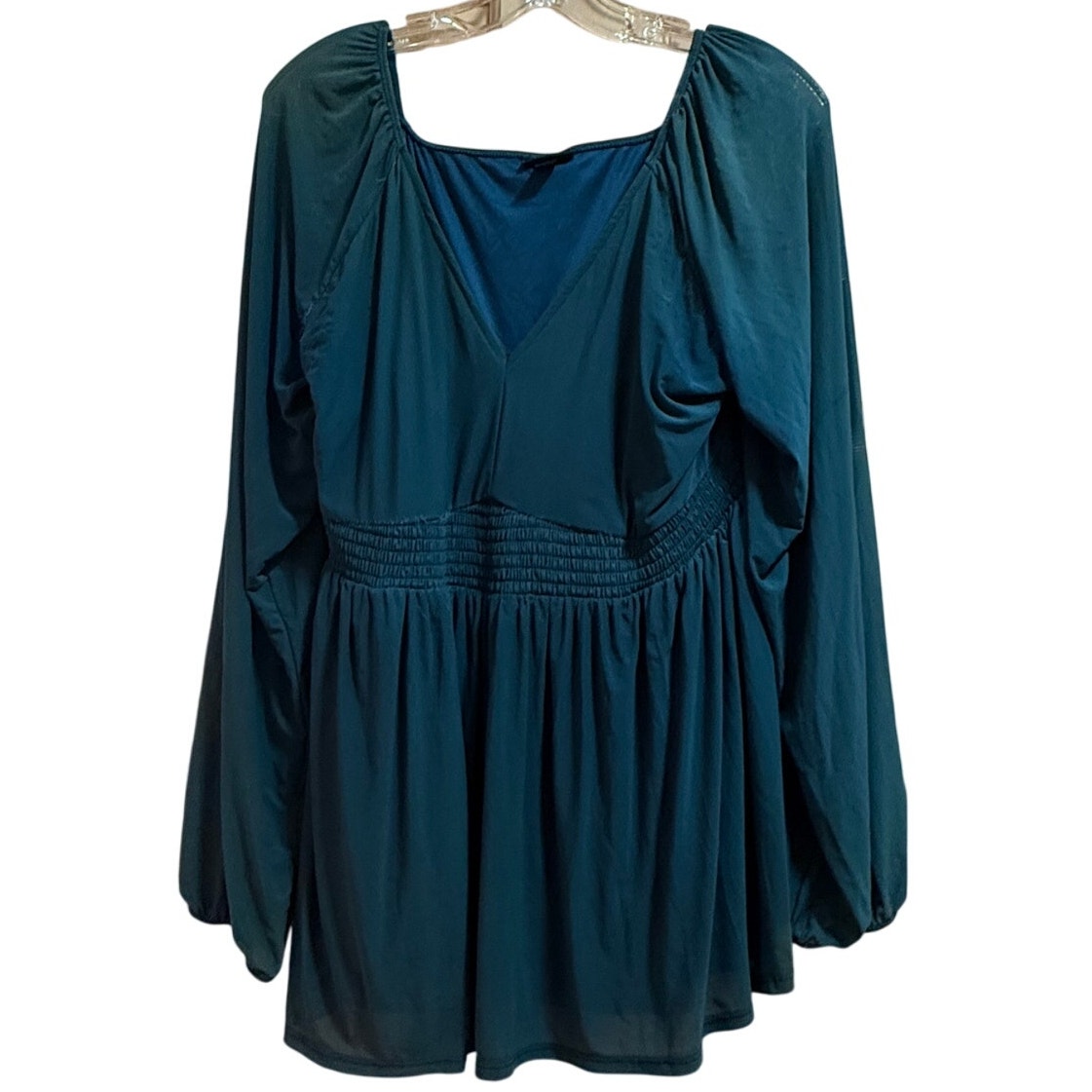 Torrid Teal Green / Blue Stretch Long Sleeve Blouse - Size 1 (Large)