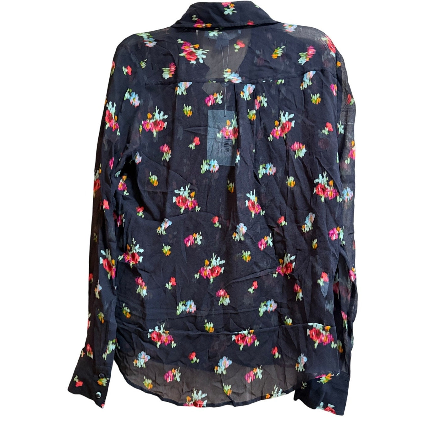 Hill House The Mellie Top Black Floral Blouse Long Sleeve - NWT - Size Small