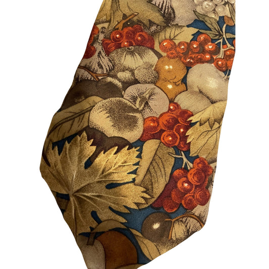 Vintage Pierre Cardin Fall Harvest Print Necktie Men's Tie 100% Silk