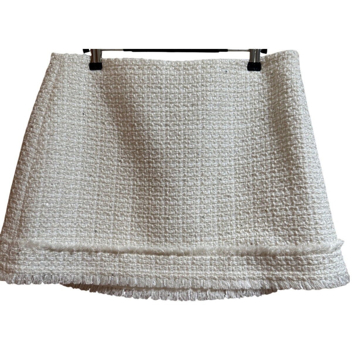 Alice & Olivia White Knit Sequin Size 10 Mini Skirt - NWT - $265 MSRP