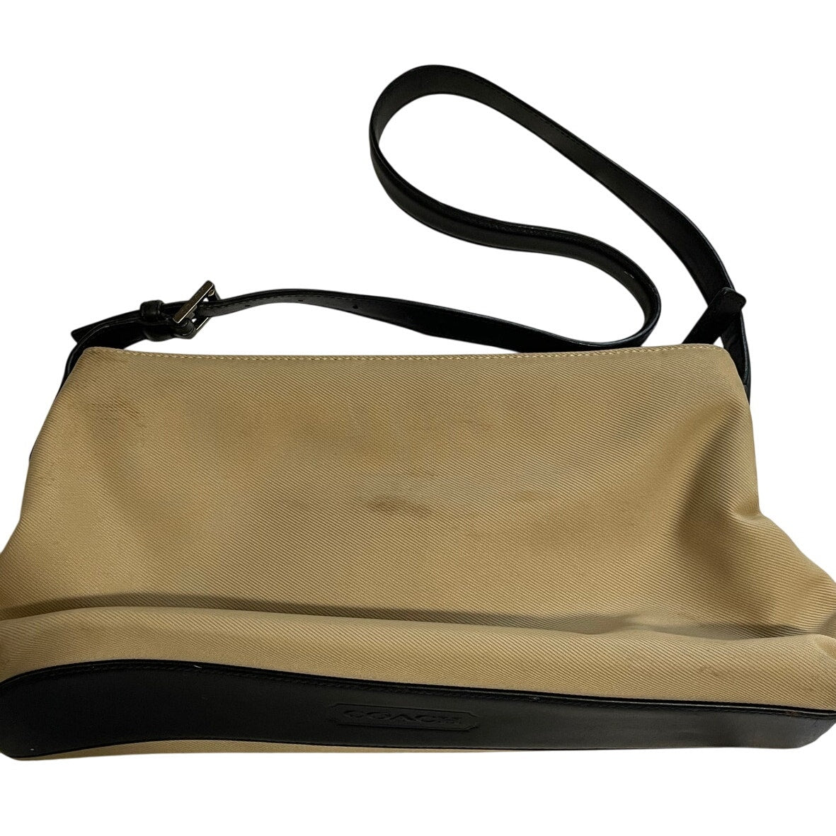 Coach Tan & Black Nylon & Leather Trim Shoulder Bag Purse Vintage 7406