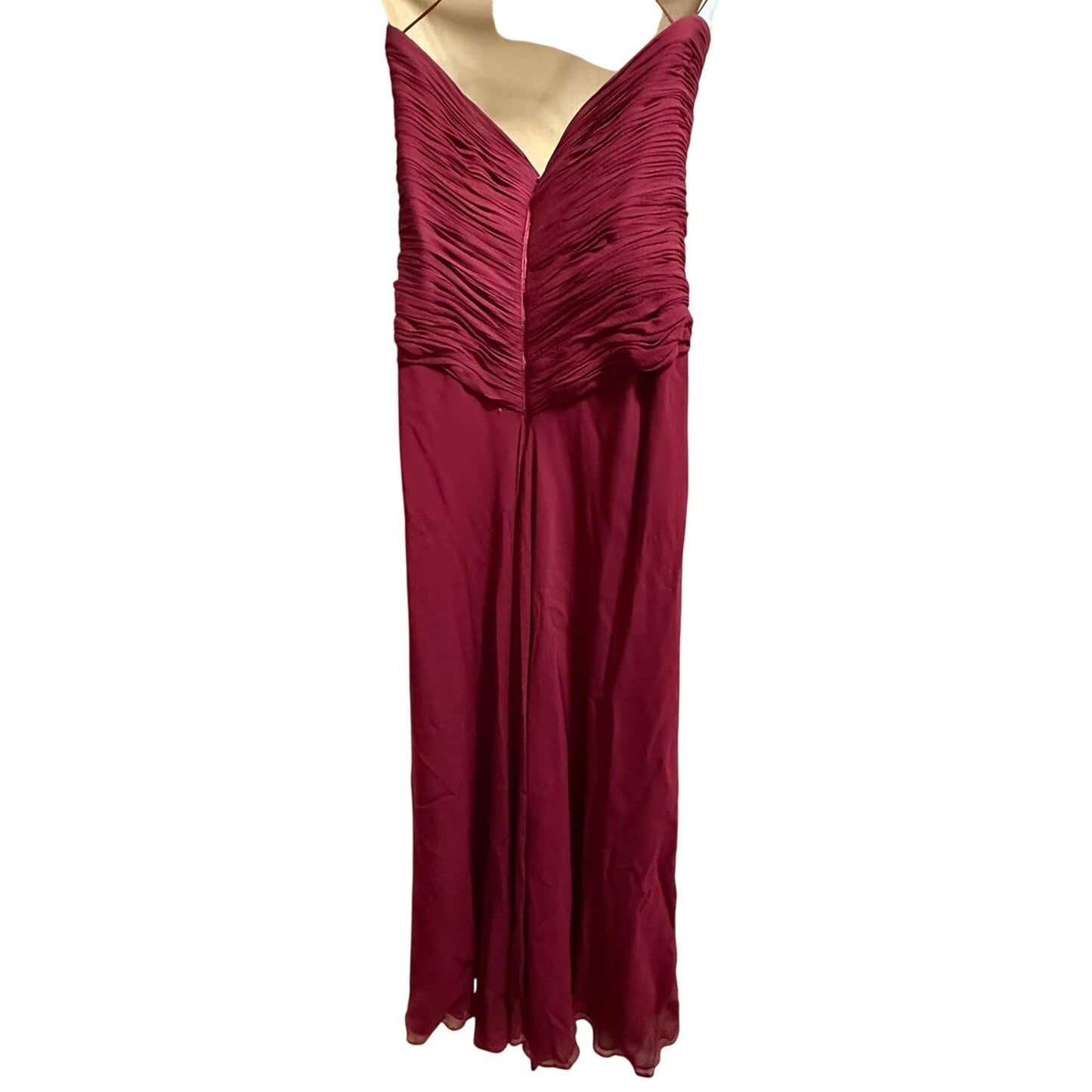 Maroon Red Strapless Gown - Beaded, Lace Center - Prom - Party