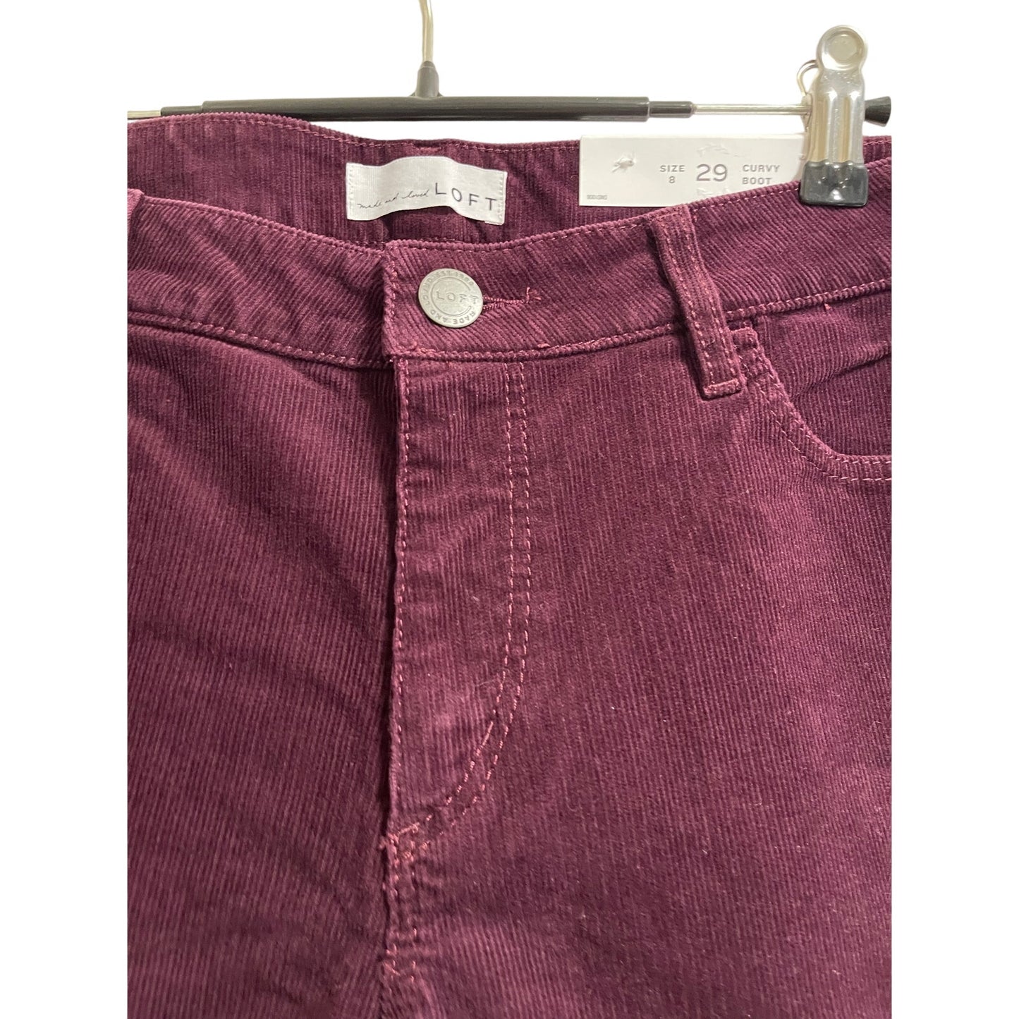 NWT Ann Taylor The Loft Aubergine Burgundy Corduroy Curvy Bootcut Jeans Size 29