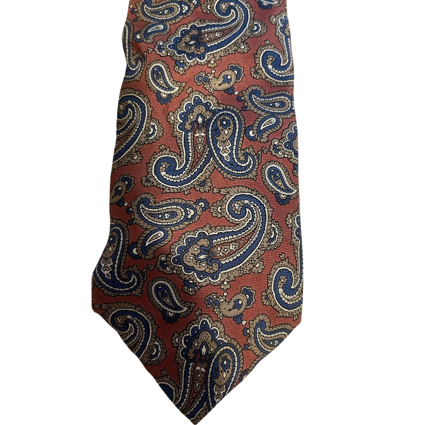 Vintage Pintail Brand Red & Blue Paisley Print 100% Silk Necktie Retro Tie