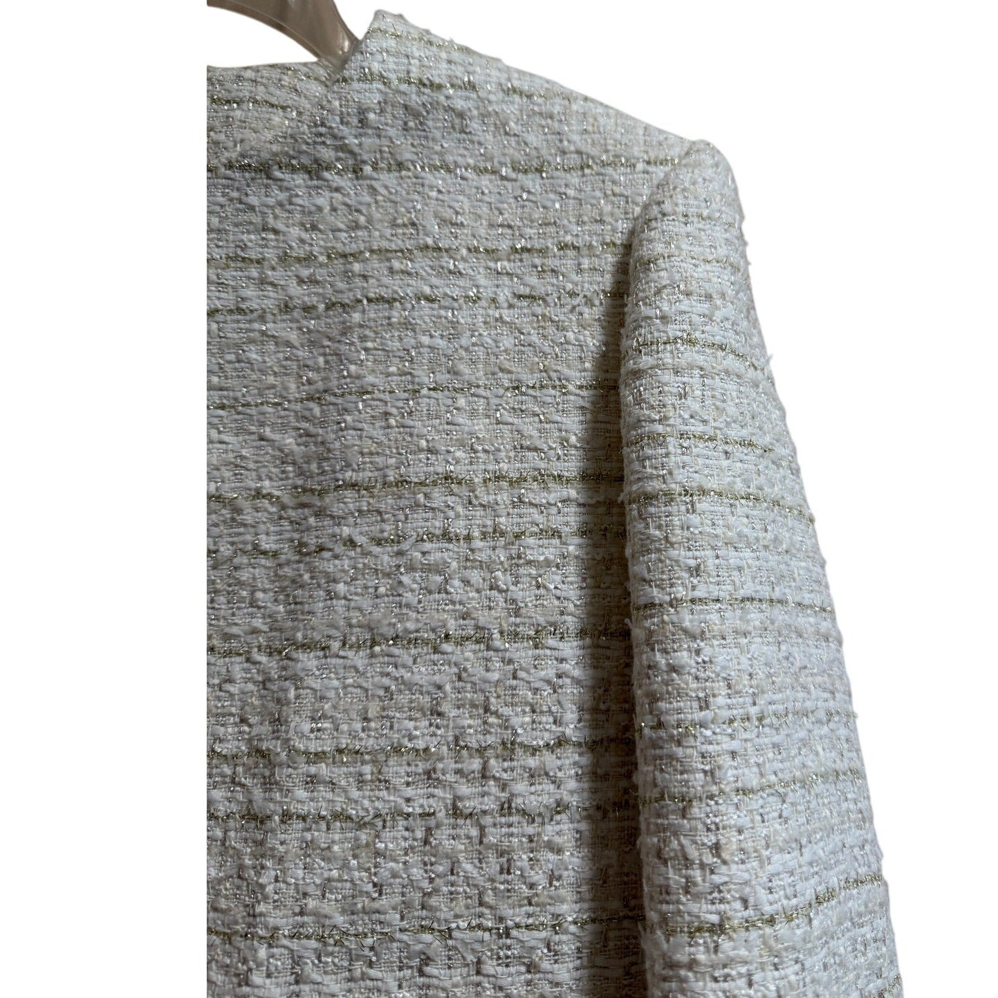 Sandro Size 40 (Medium) White and Gold Knit Blazer - NWT - $520 MRSP