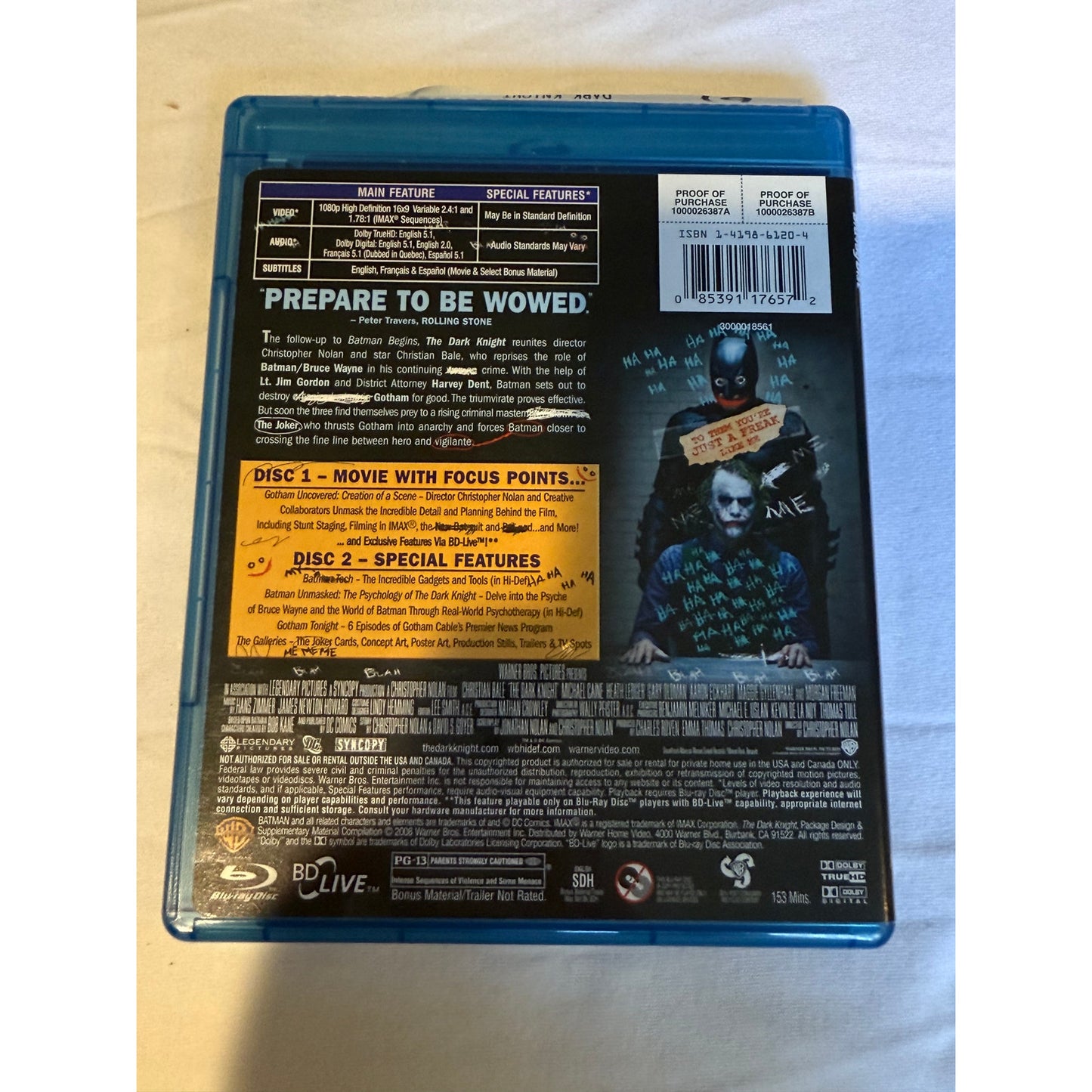 The Dark Knight (+ BD Live) [Blu-ray] - Blu-ray - VERY GOOD