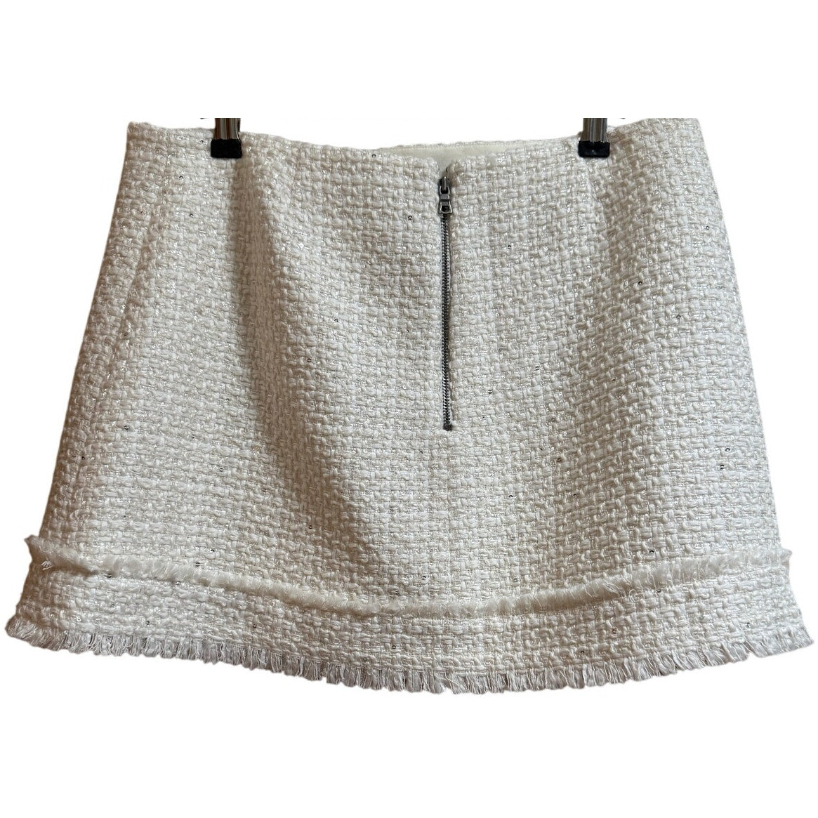 Alice & Olivia White Knit Sequin Size 10 Mini Skirt - NWT - $265 MSRP