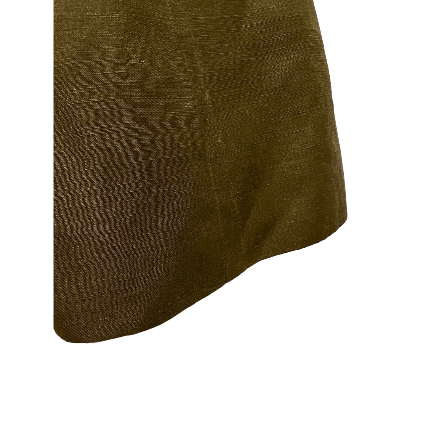 Vintage Kasper Olive Green Short Sleeve Button Up - Linen & Silk - 14 Petite