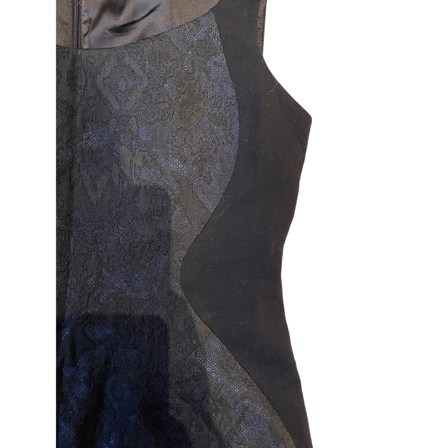Elie Tahari Black & Blue Lace Sleeveless Shift Dress Size 10