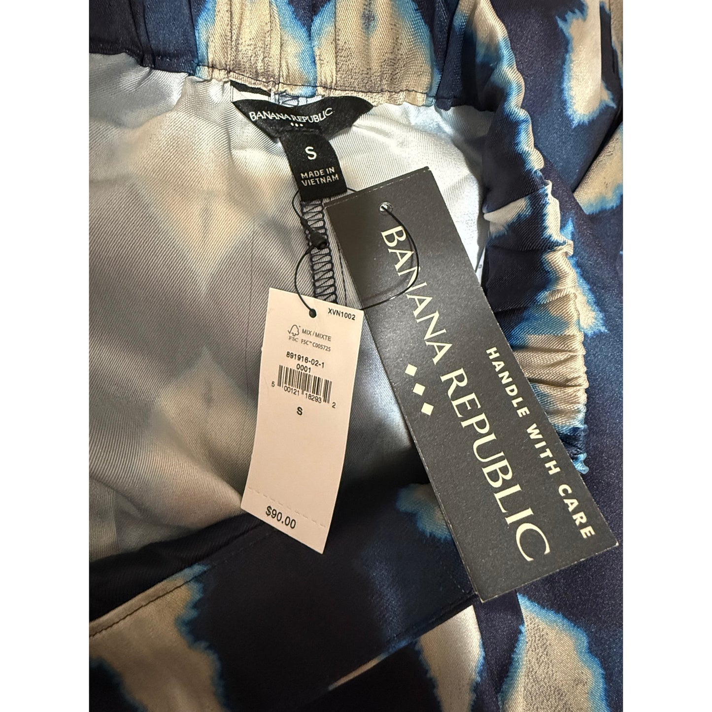 Banana Republic Blue White Patterned Wide Leg Pants - Small - NWT - $90 MSRP