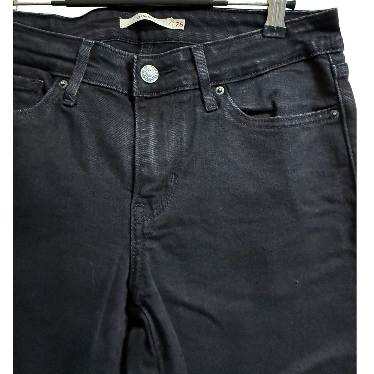 Levi's 711 Skinny Black Denim Jeans - Size 26
