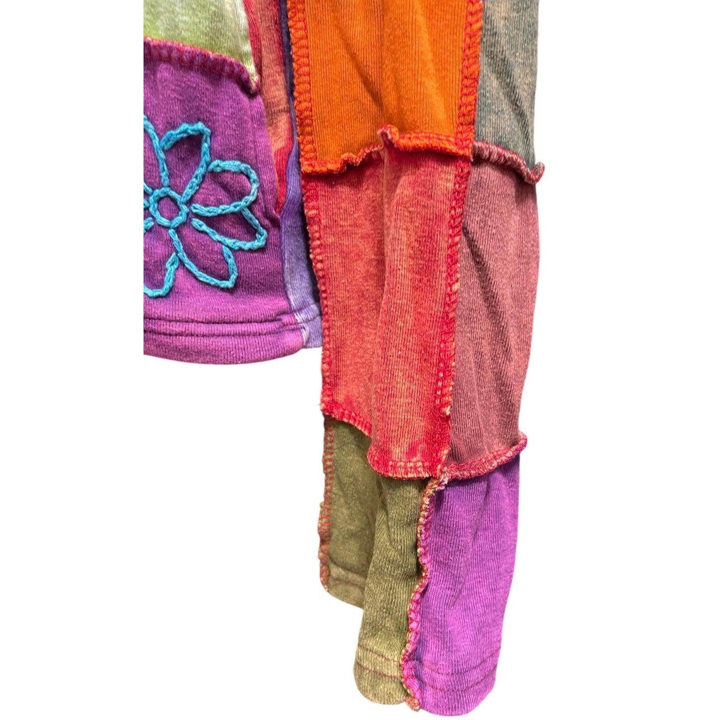Shop Therapy Made in Nepal 100% Cotton Embroidered Zip Up Color Block Hoodie M/L