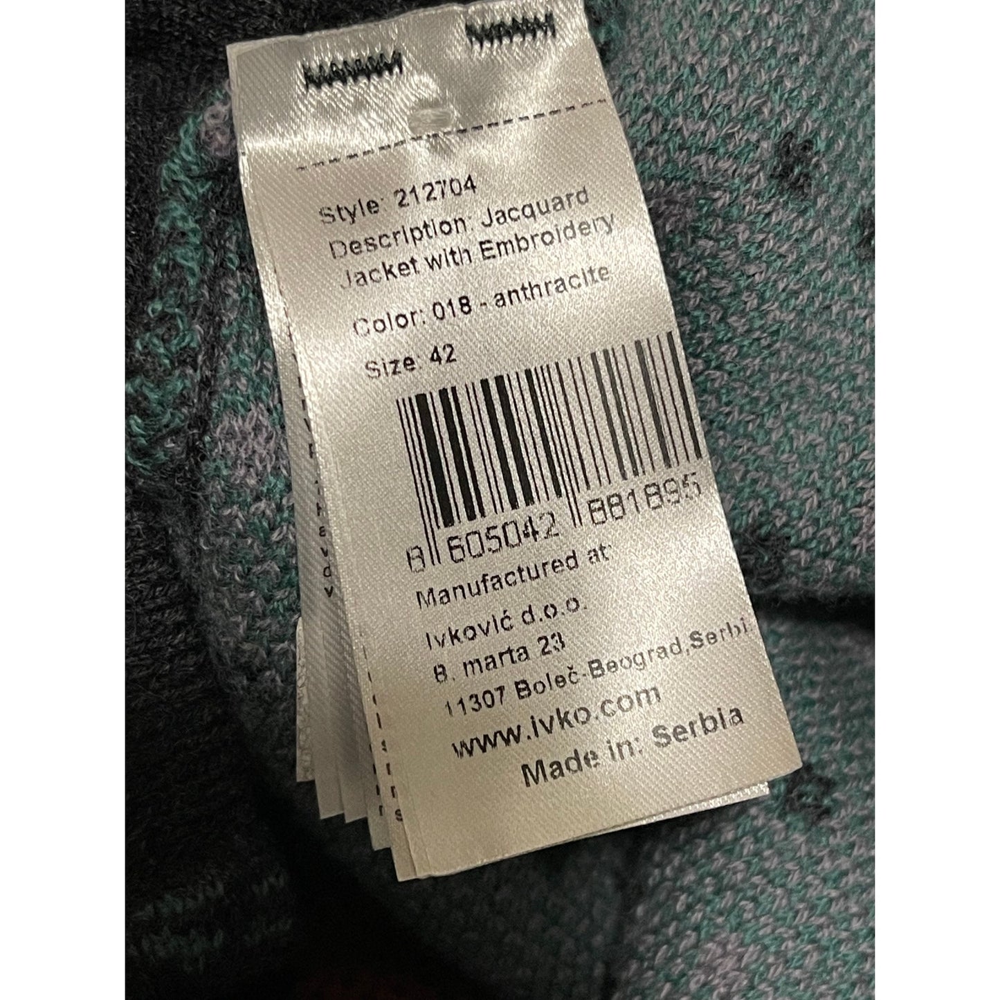 Ivko Jacquard Embroidered Sweater Jacket - 100% Wool - Size XL