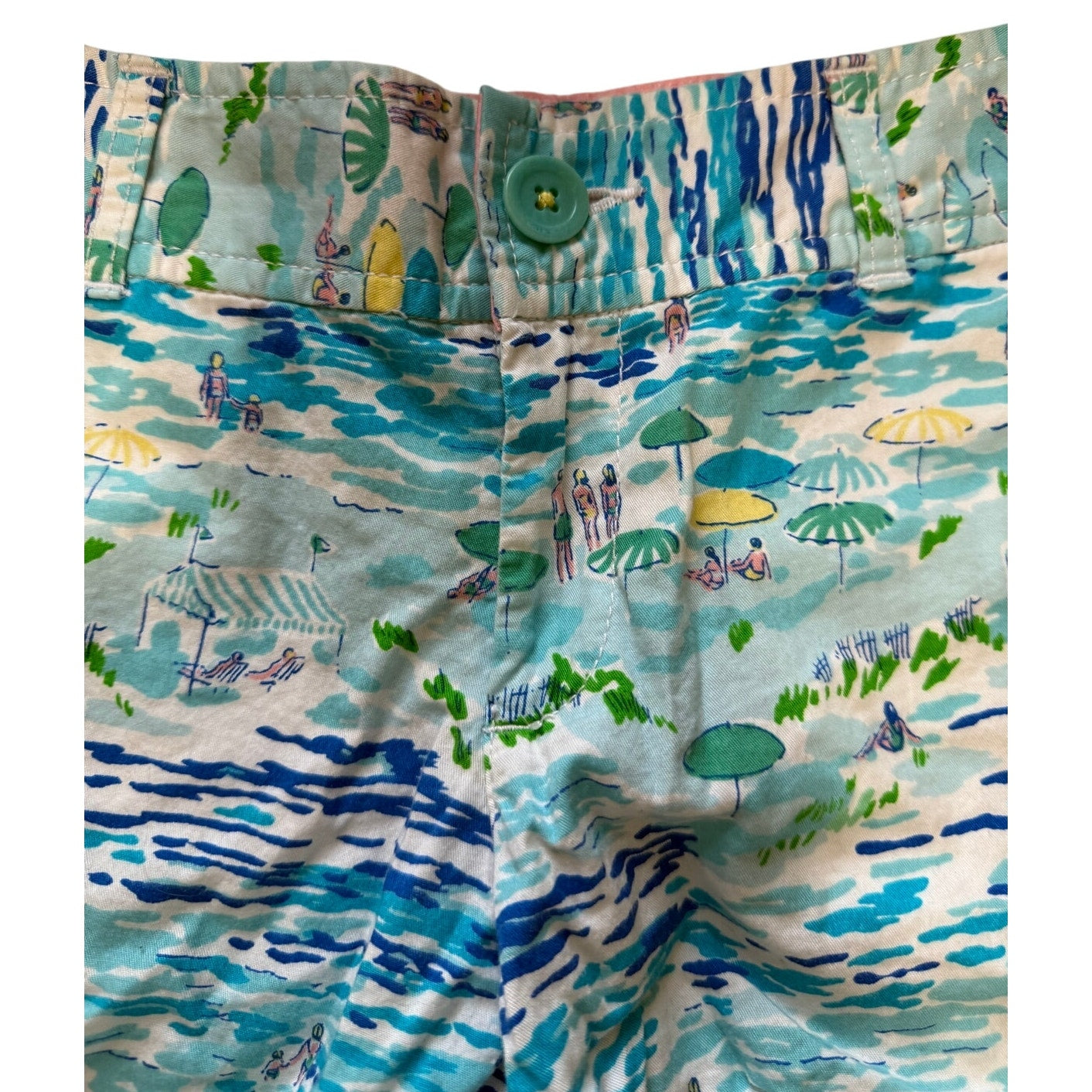 Lilly Pulitzer Blue & Green Beach Print Short Shorts - Size 4