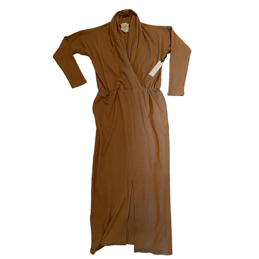 NWT Sarah Liller San Francisco Tan / Brown Ribbed Long Sleeve Dress $219 MSRP