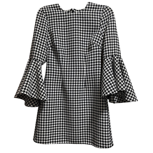 Likely Size 2 Black and White Houndstooth Long Sleeve Midi Dress