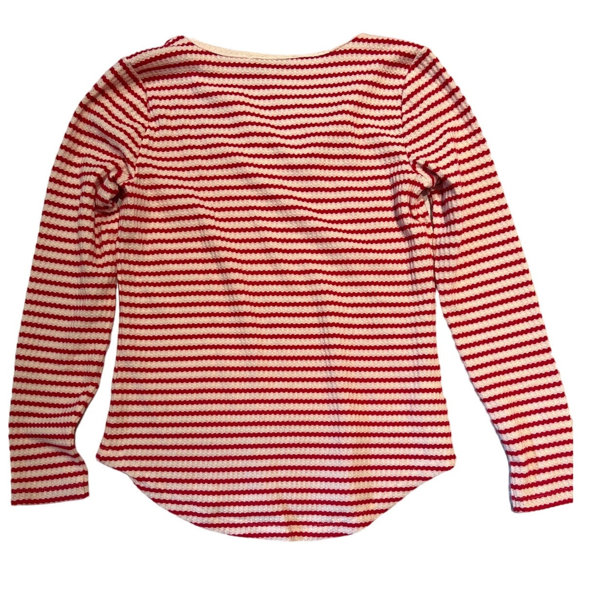 Ann Taylor The Loft Waffle Knit Long Sleeve White & Red Striped Sweater - NWT