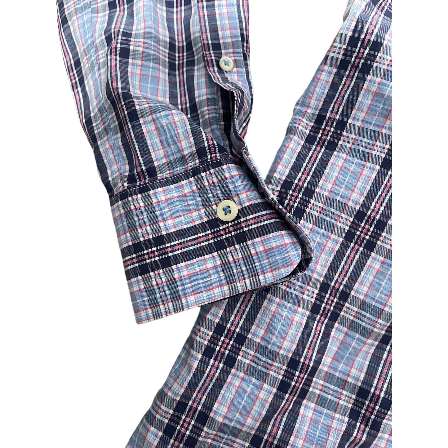 Peter Millar - Blue & Pink Plaid - 100% Cotton - Small - Long Sleeve Shirt