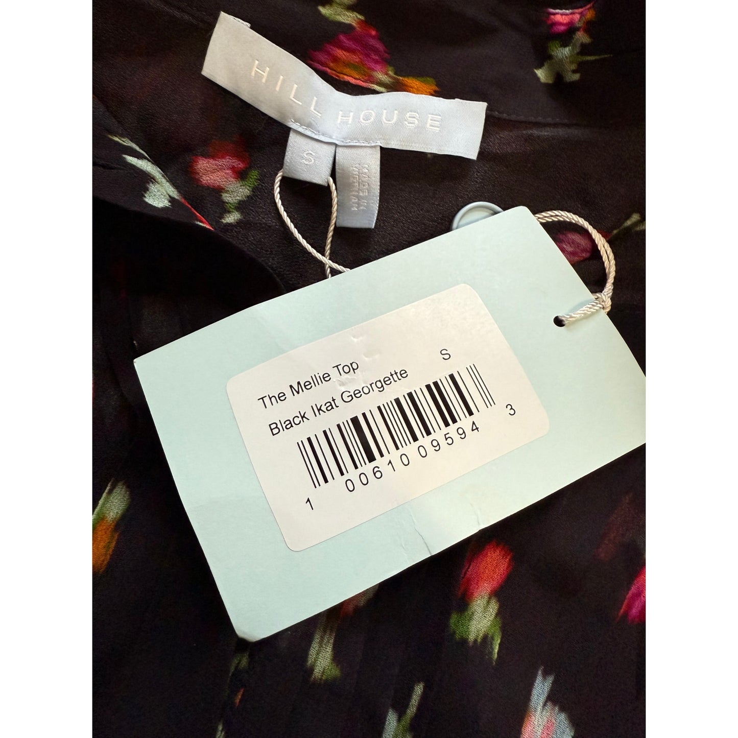 Hill House The Mellie Top Black Floral Blouse Long Sleeve - NWT - Size Small