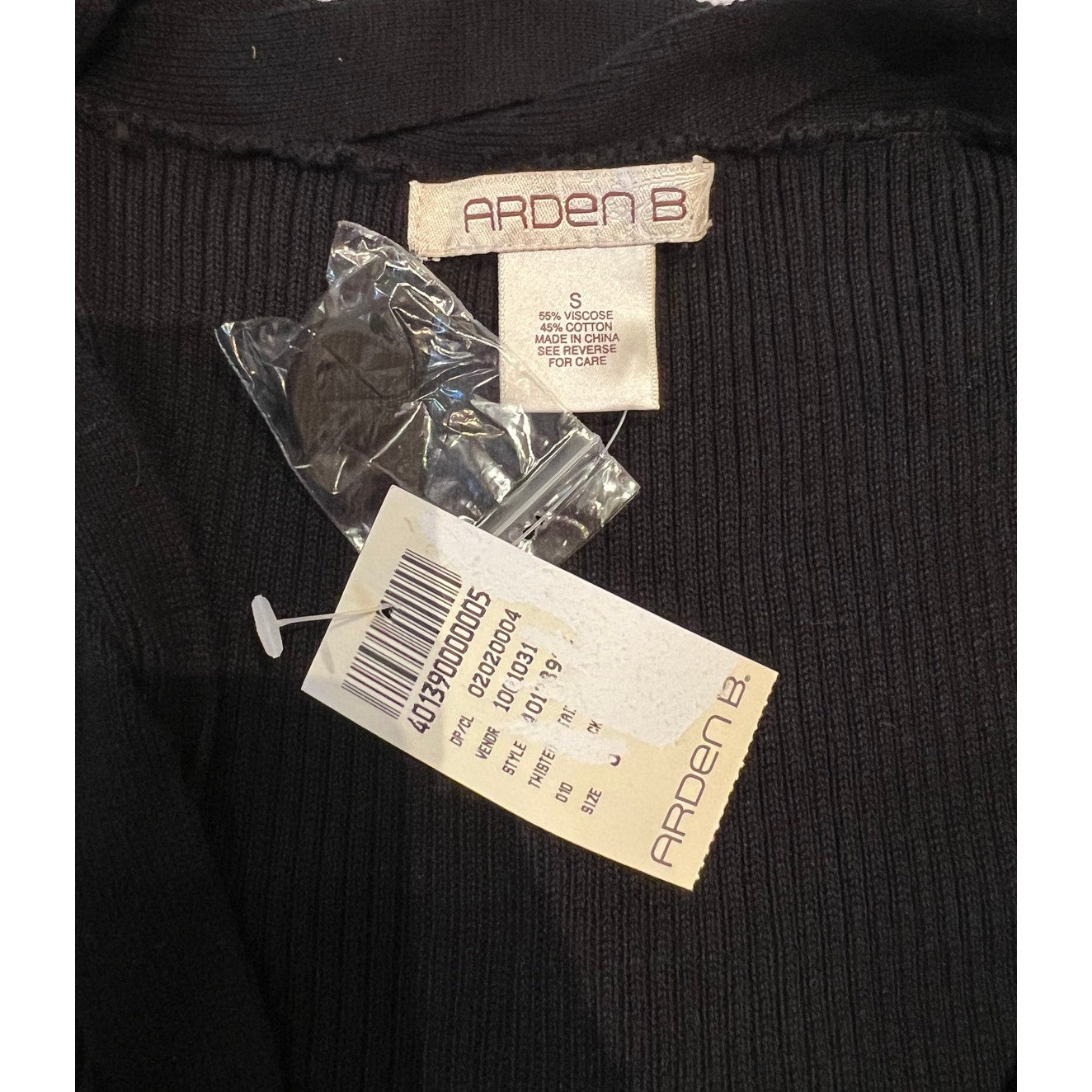 Arden B . Sweater Sleeveless Cardigan - Black - Size S Petite - NWT