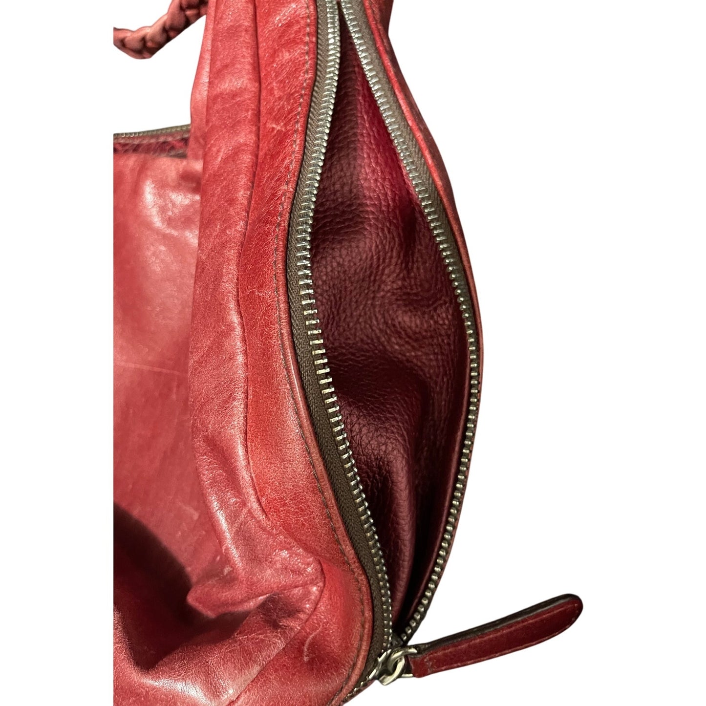Brighton Florencia Valencia Hobo Red Leather Expandable Purse w/Dust Bag