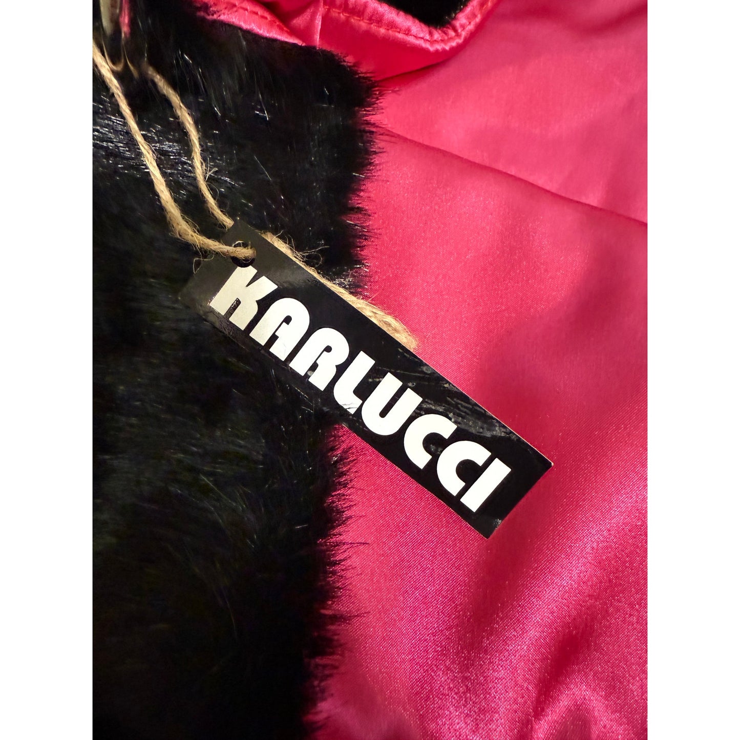 Karlucci Unreleased Black Fur Tote - Pink Satin Lining - NWT