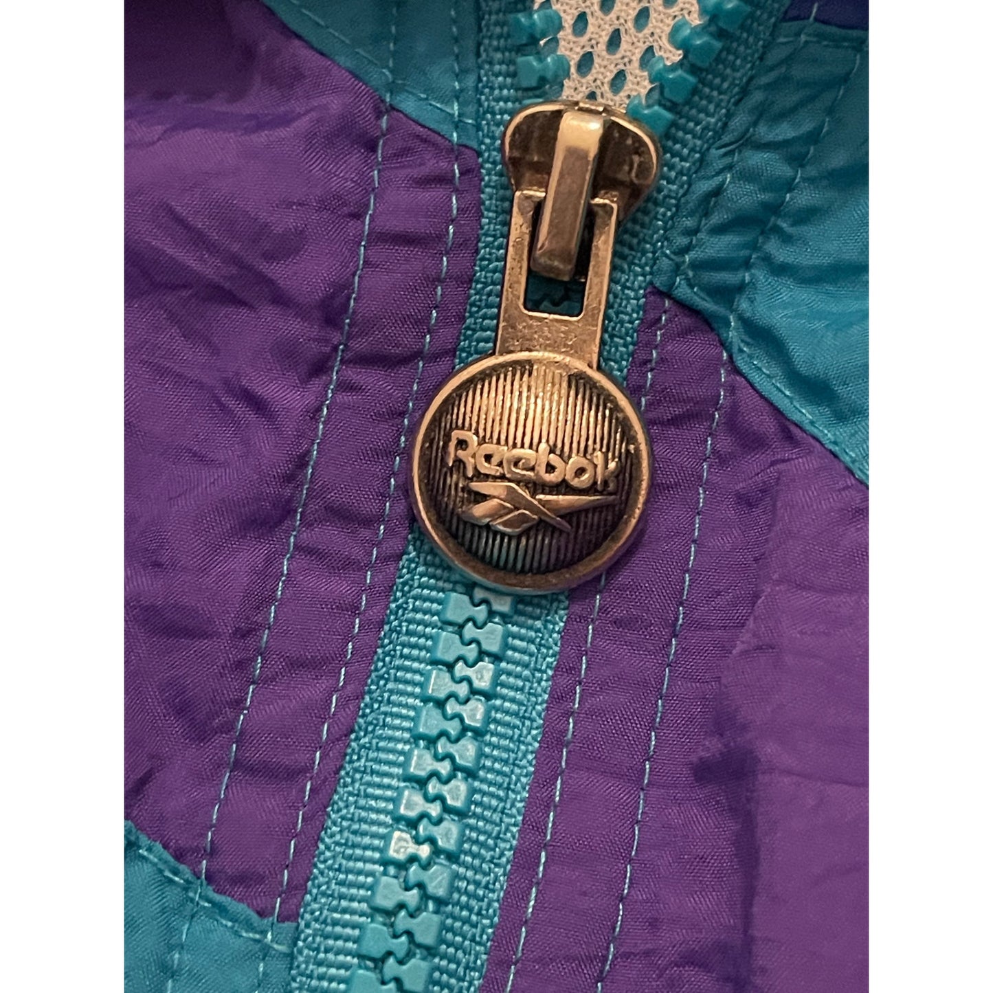 Vintage 90s Reebok Color Block Women's Large Windbreaker Retro Blue & Purple