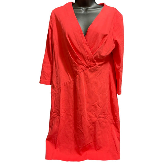 Lafayette 148 3/4 Sleeve Midi Dress - Pink / Coral - Size 12