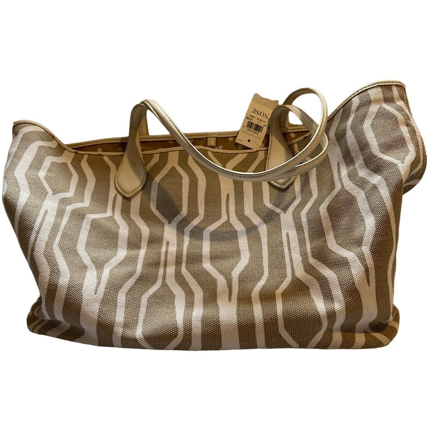 Ann Taylor Tan and White Large Slouchy Tote Bag - NWT