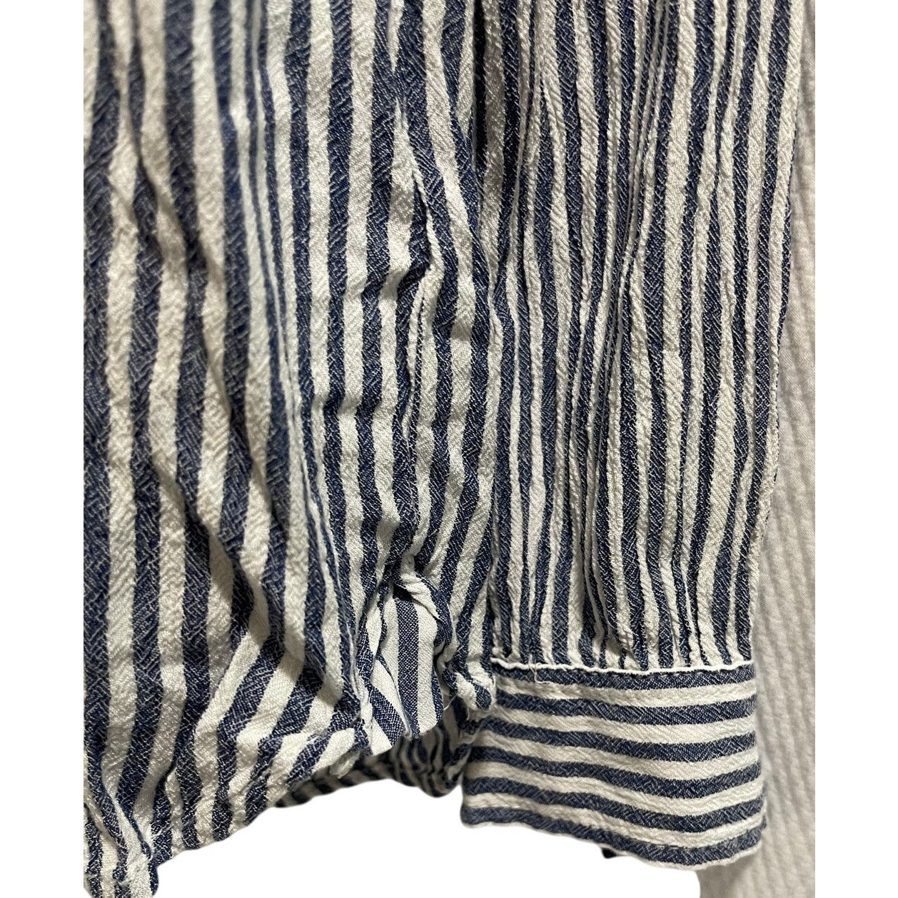 Beach Lunch Lounge Blue & White Striped Button Up Long Sleeve - Size Medium