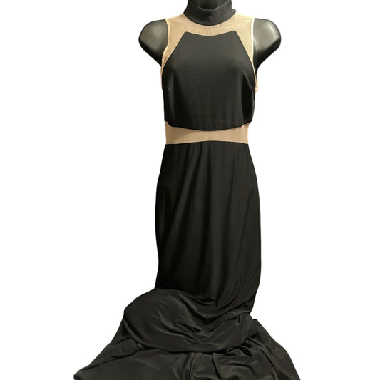 Aqua Dresses by Bloomingdales Size 2 Black & Brown Mesh Maxi Dress - NWT