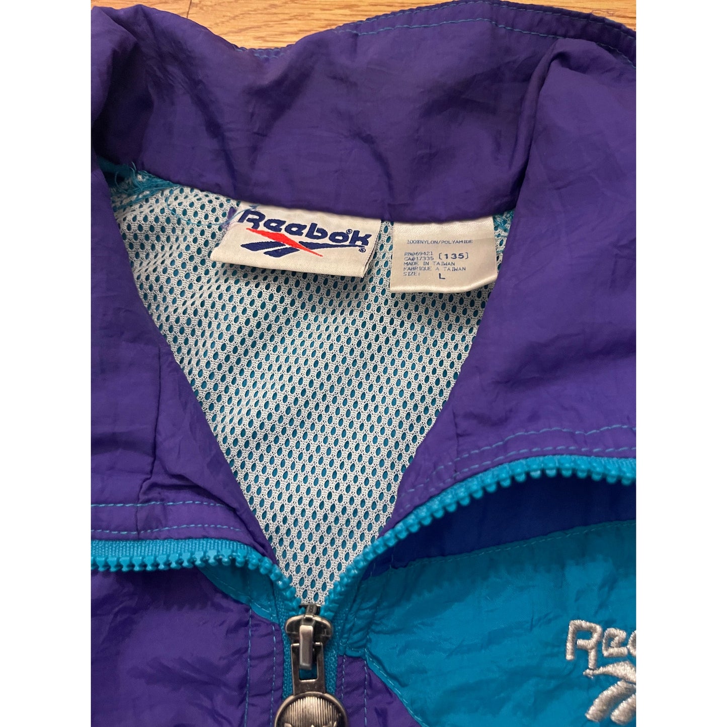 Vintage 90s Reebok Color Block Women's Large Windbreaker Retro Blue & Purple