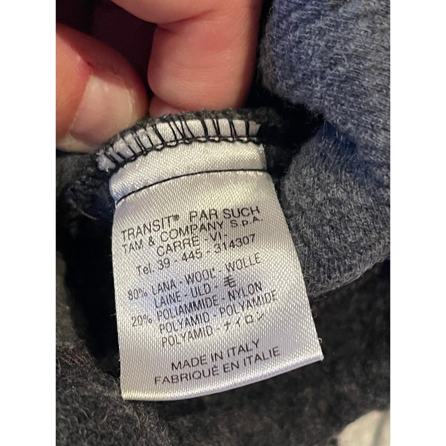 Transit Par-Such Grey Wool Blend XL Zip Up Hooded Sweater