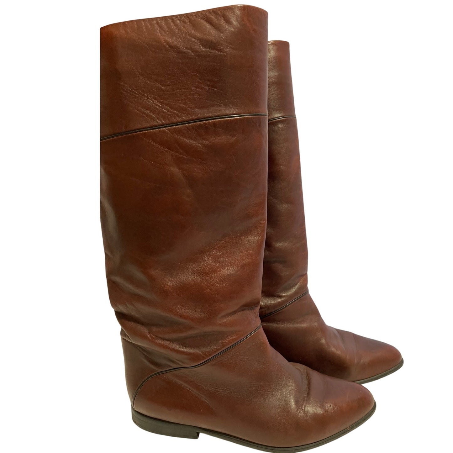 Vintage Peter Kaiser Brown Leather Riding Boots - Size 9 Women's