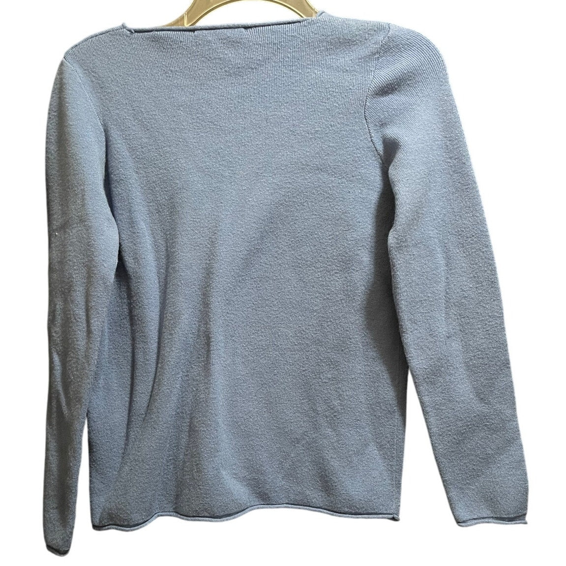 Tahari Light Blue Long Sleeve Deep V-Neck Sweater - Medium