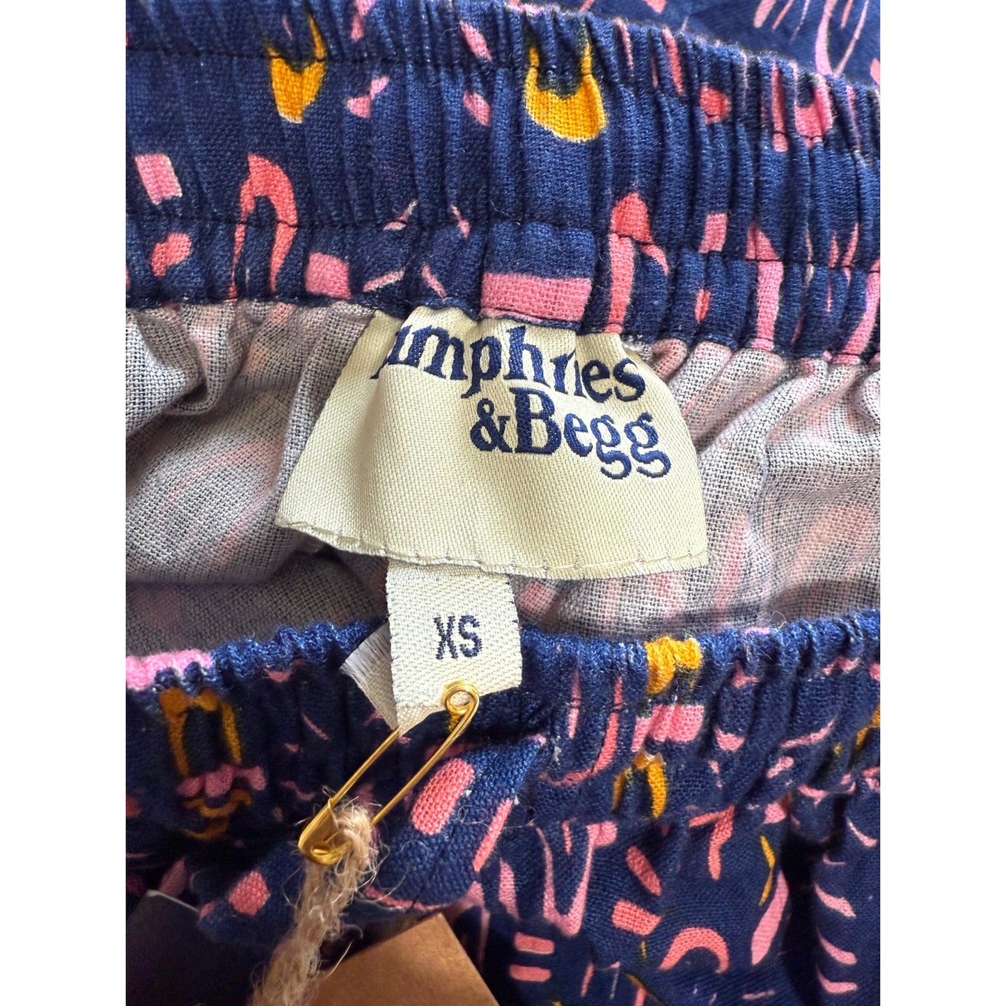 Humphries & Begg Oli Trousers in Navy Skydive - Elastic Waist - XS - NWT