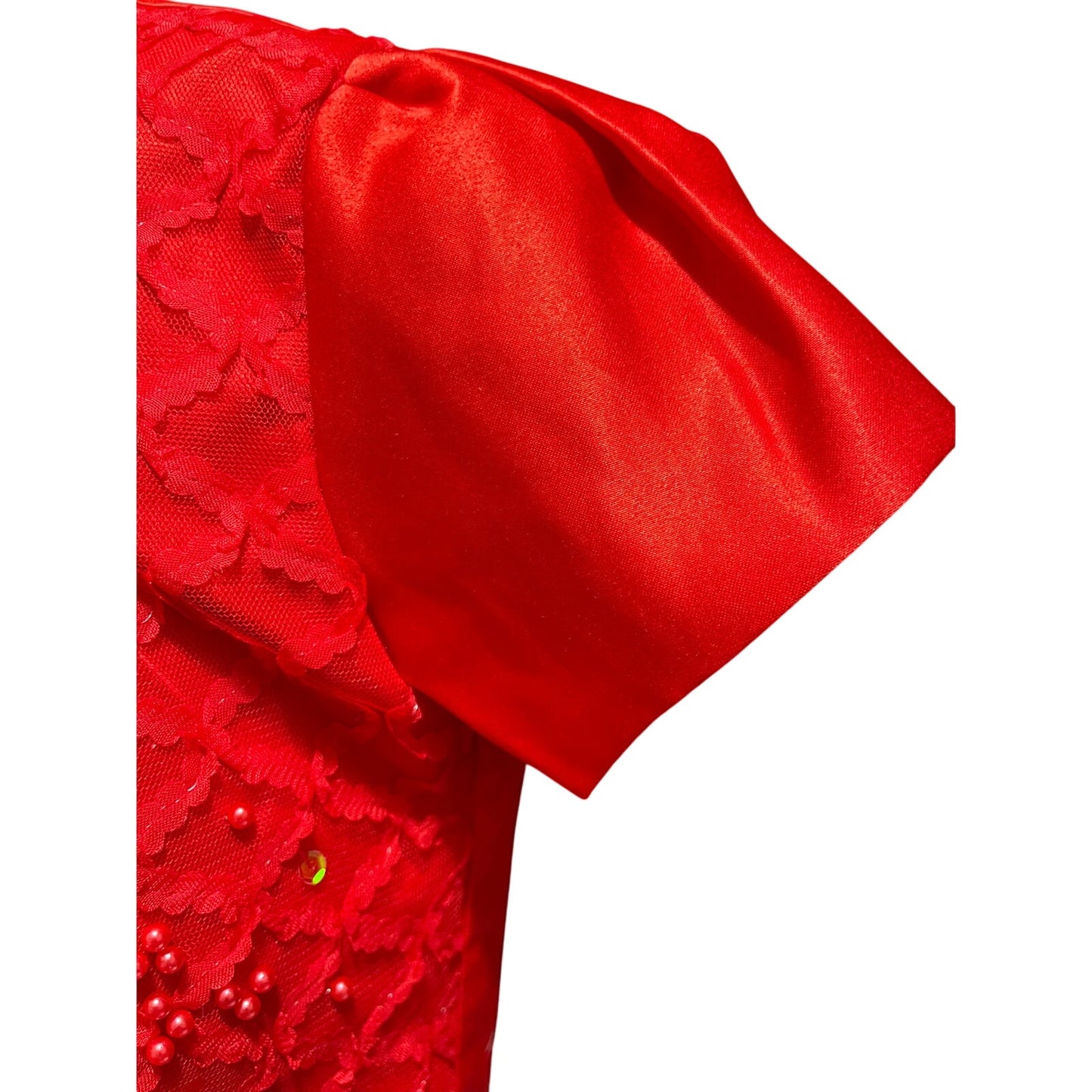 Richie House Los Angeles Red Lace & Sequin Accent Shrug - XS