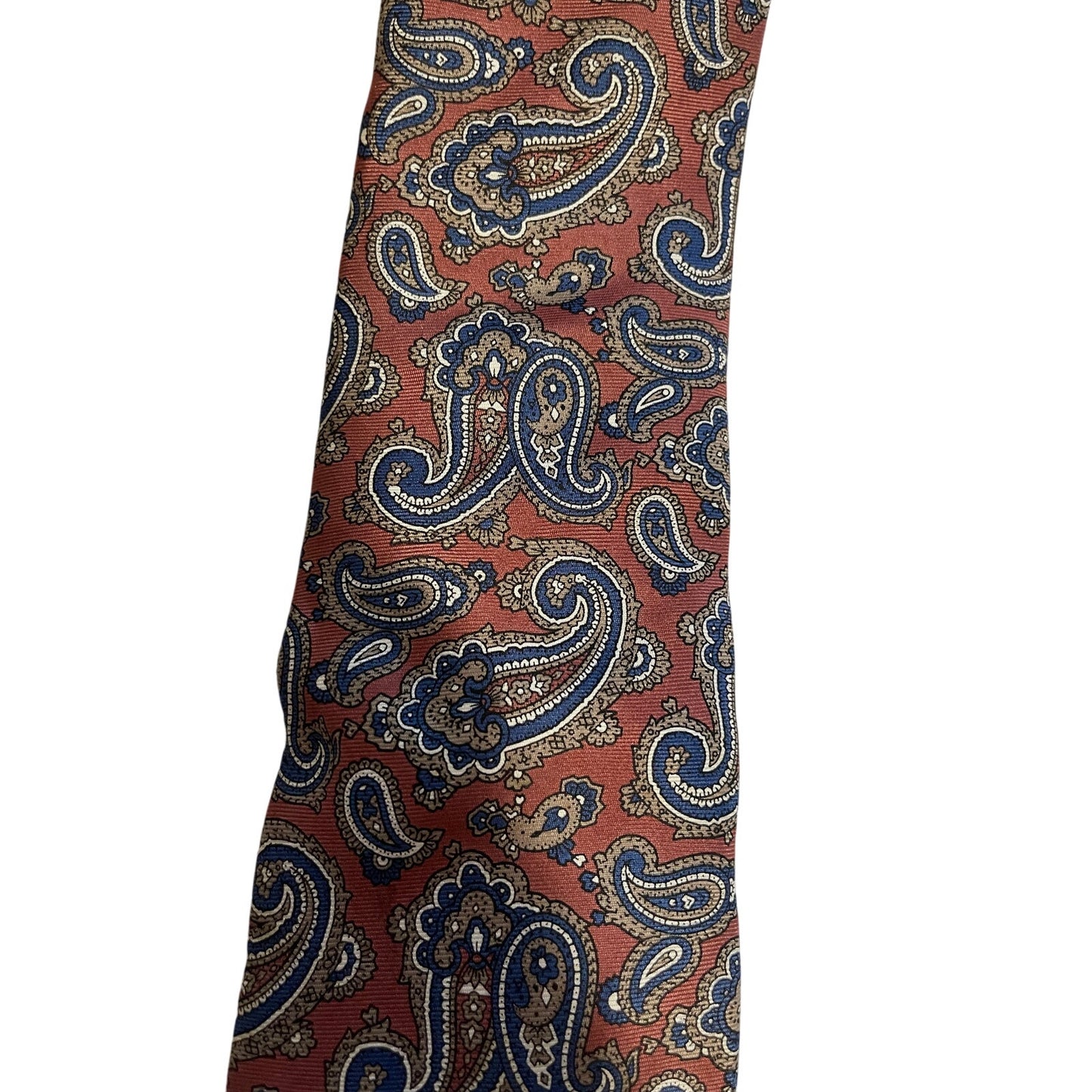 Vintage Pintail Brand Red & Blue Paisley Print 100% Silk Necktie Retro Tie