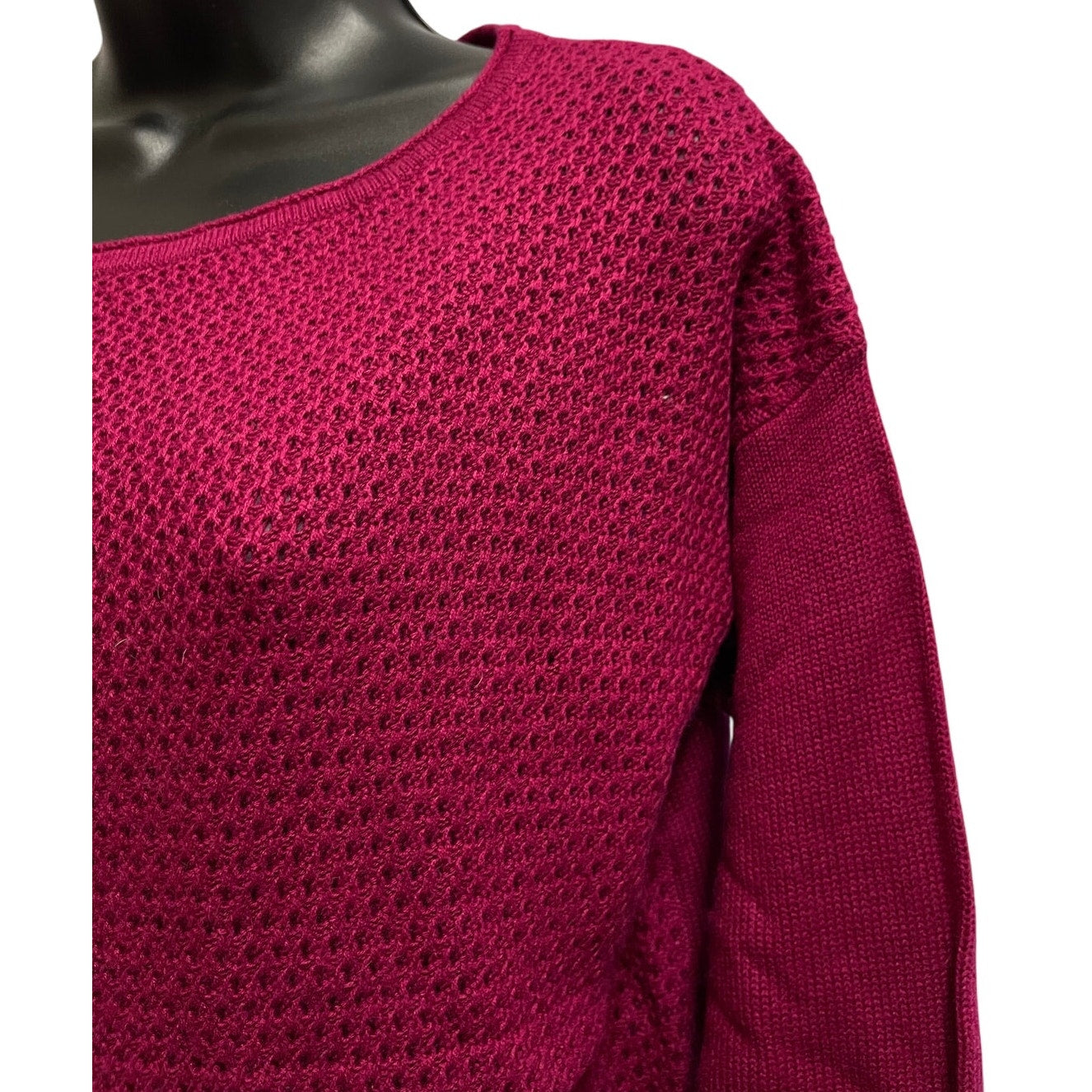 NWT Ann Taylor The Loft Magenta Open Knit Sweater - Medium