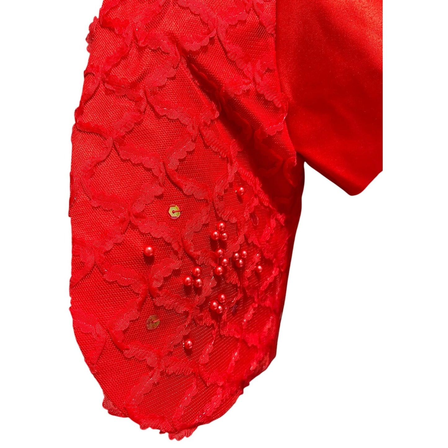 Richie House Los Angeles Red Lace & Sequin Accent Shrug - XS